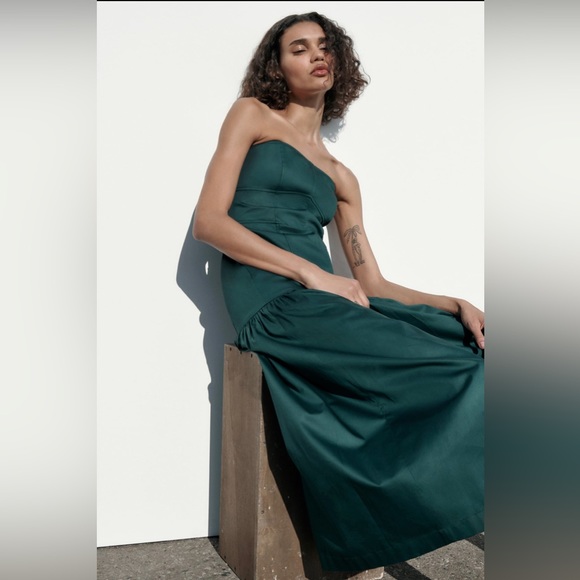 ZARA NWT TOPSTITCHED DRESS - Picture 1 of 8